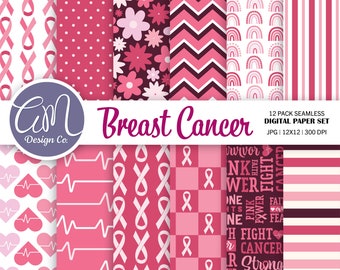 24 Blatt Brustkrebs-Bewusstsein Scrapbook-Papier – Doppelseitig, 30x30 Cm, Rosa Schleifen-Muster