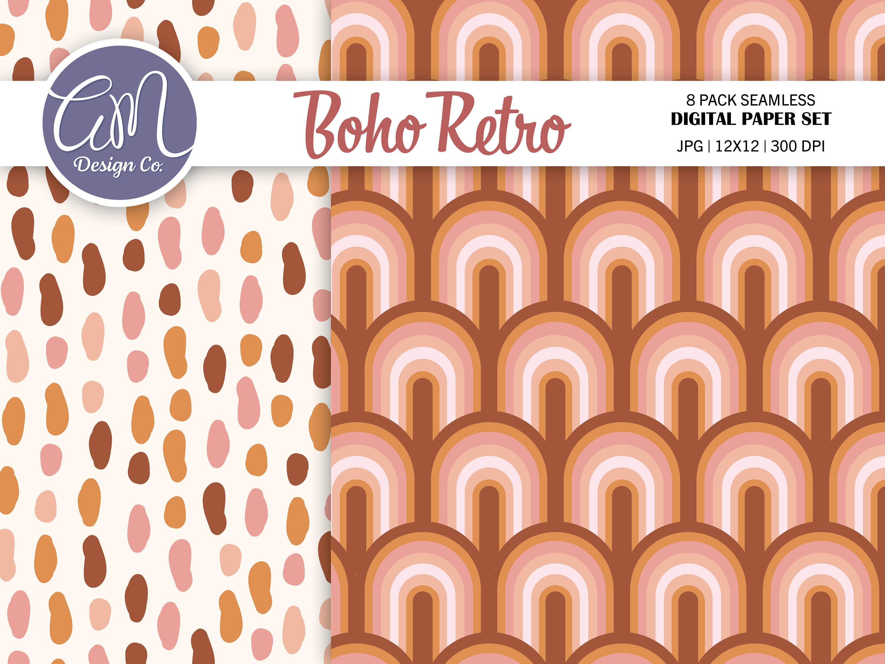 Boho Digital Paper Groovy Retro Seamless Pattern Summer - Etsy