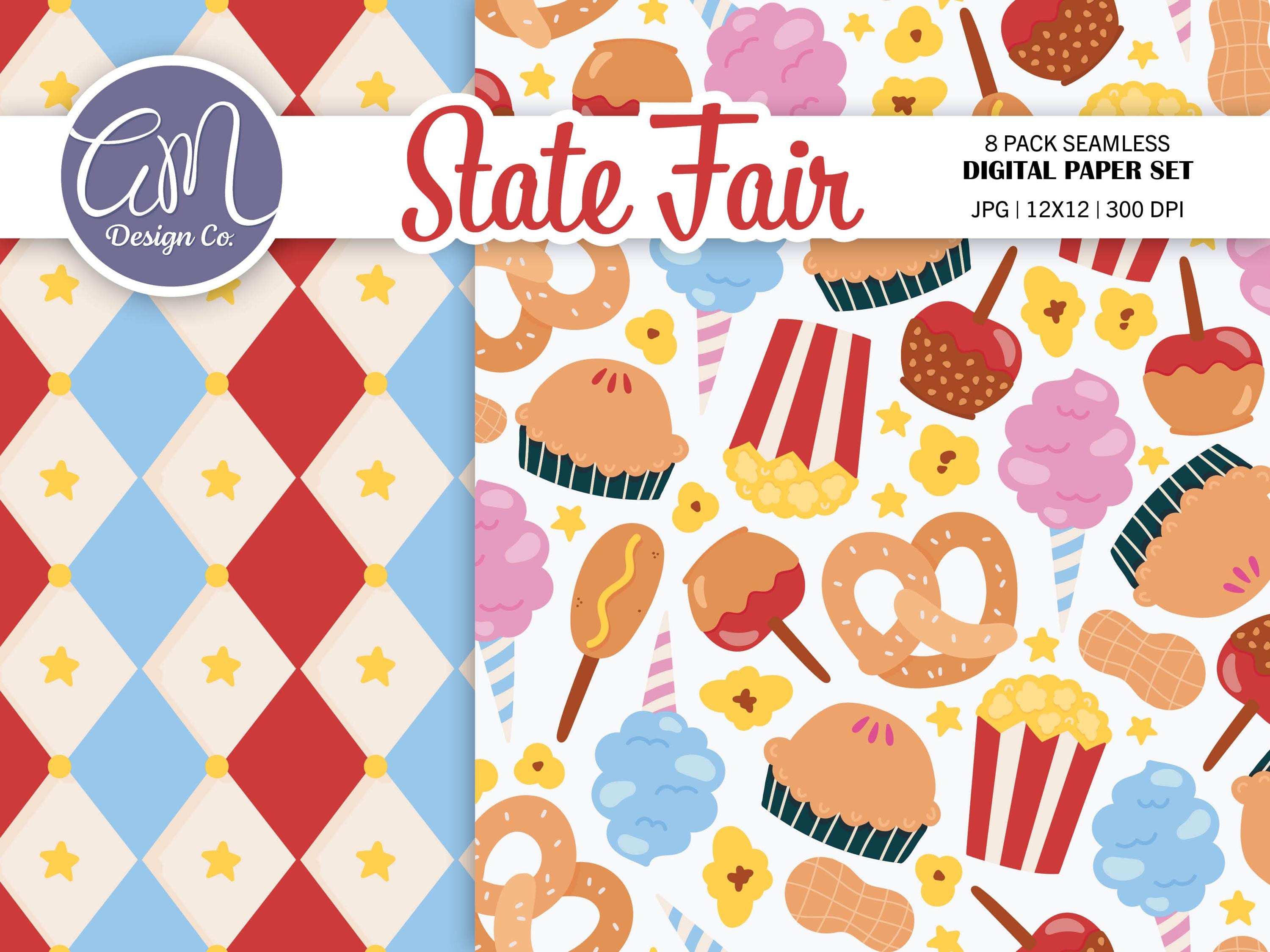 County Fair Paper Hand Drawn County Fair Digital Paper, State Fair Summer Seamless ...