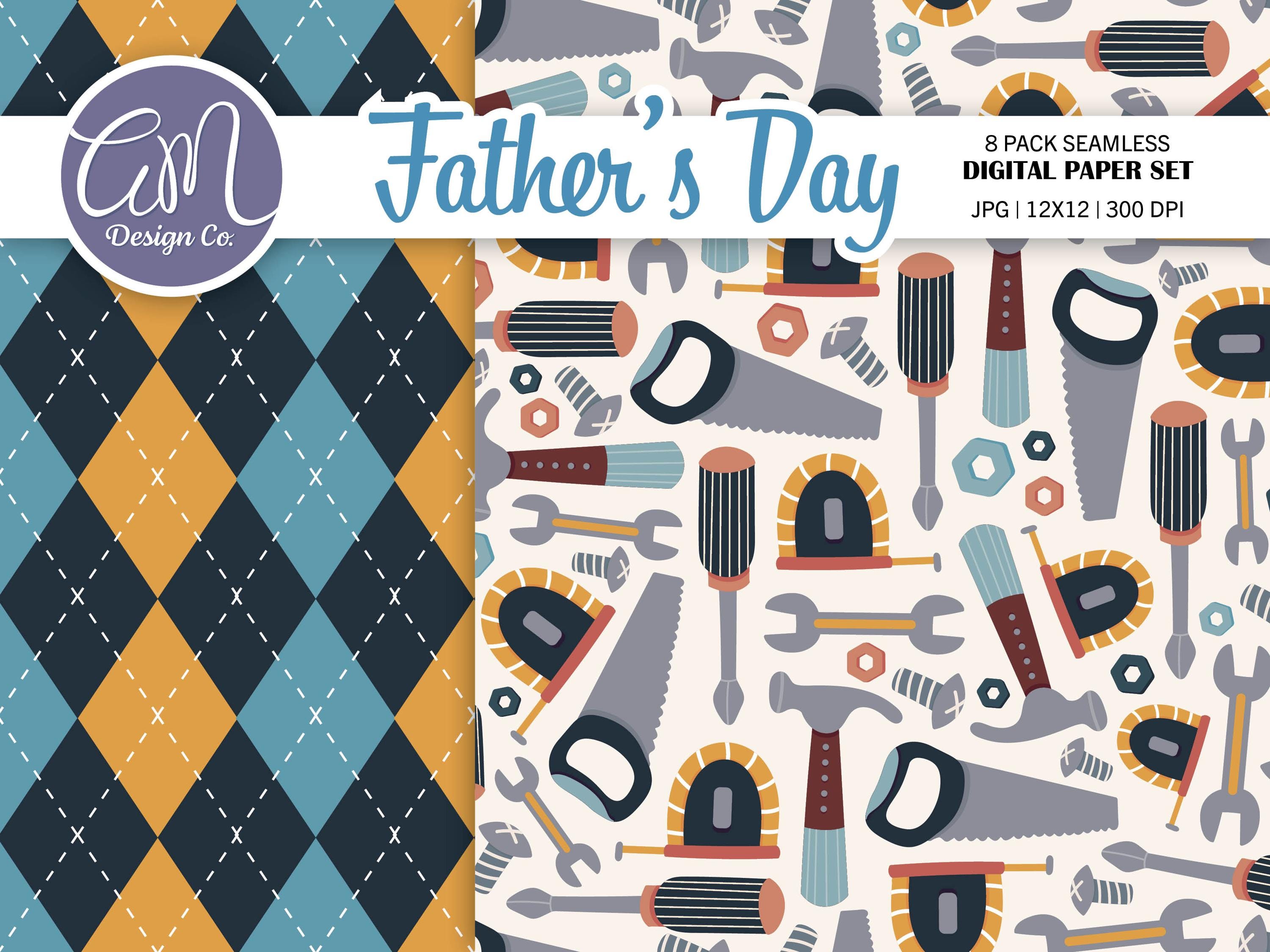 Father’s Day Digital Paper, Dad Seamless Pattern, Stepdad or Grandpa ...