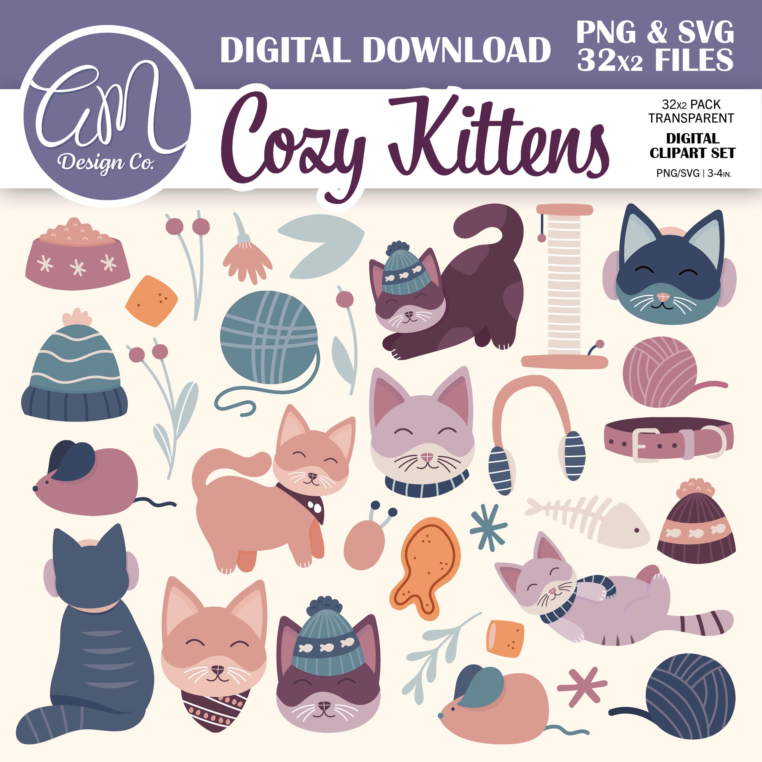 Winter Cat Clipart Bundle, Holiday Clipart for Digital Planner and Junk ...