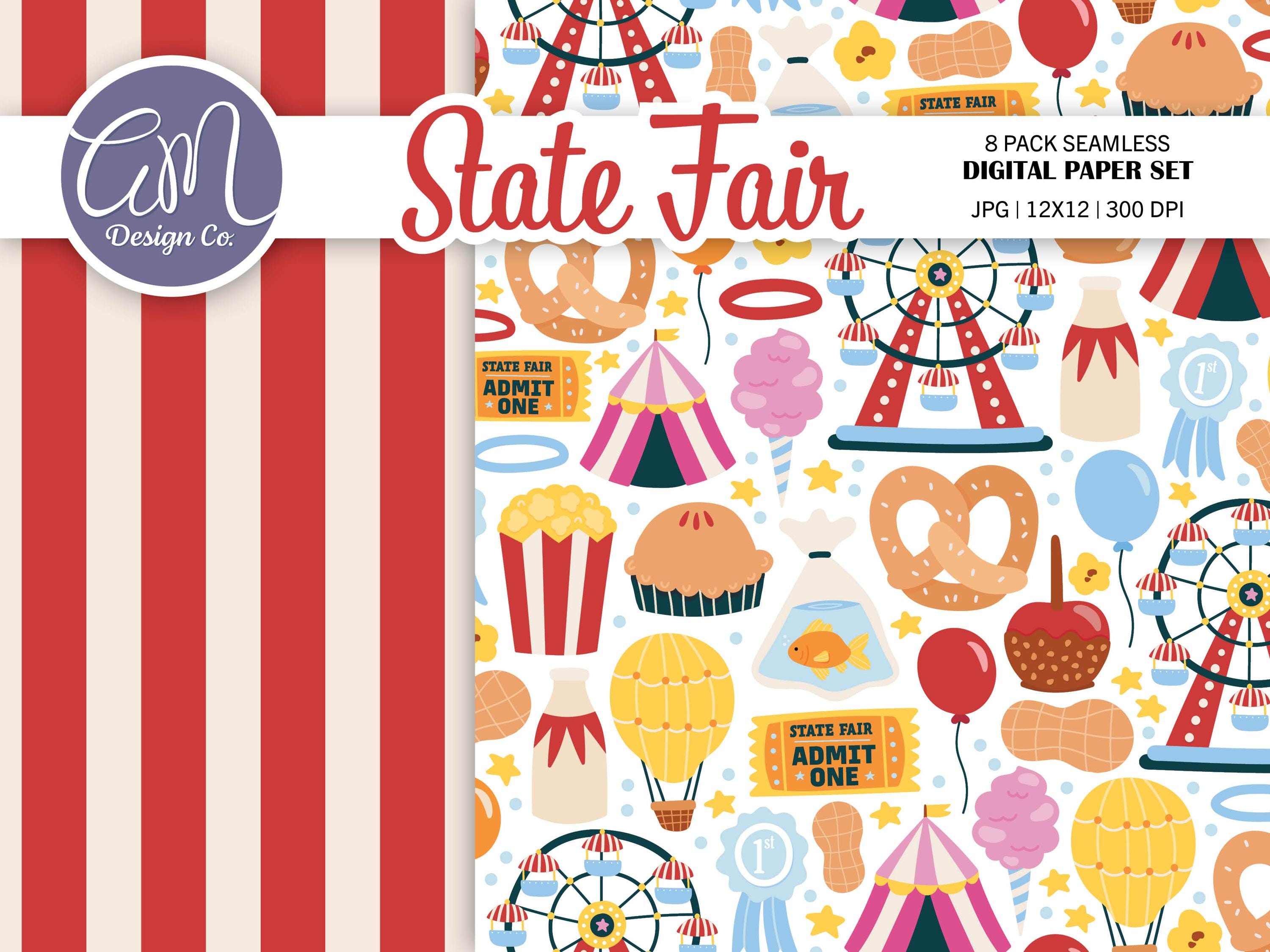 Fair Paper Hand Drawn County Fair Digital Paper, State Fair Summer Seamless ...