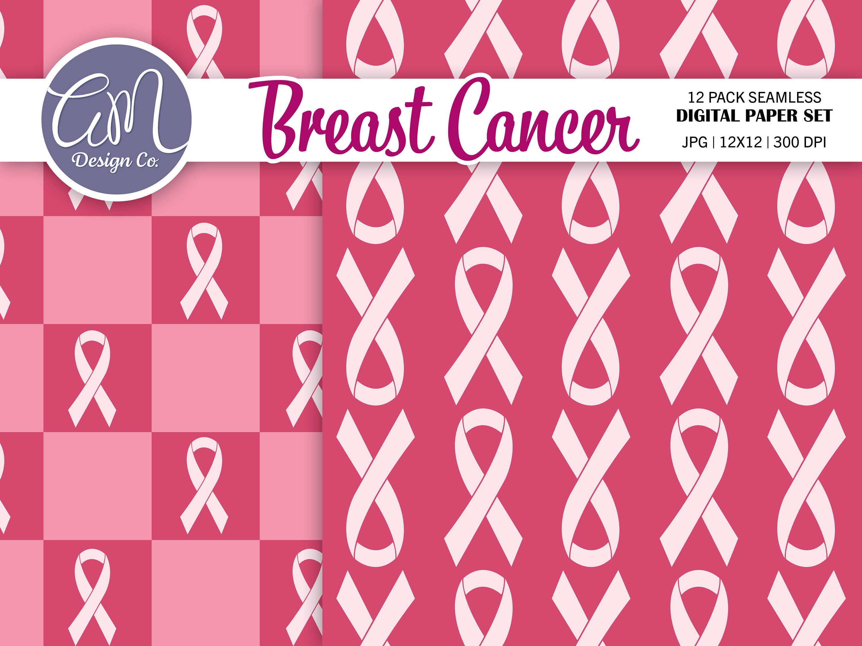 Breast Cancer Awareness Digital Paper, Pink Cancer Ribbon Seamless ...