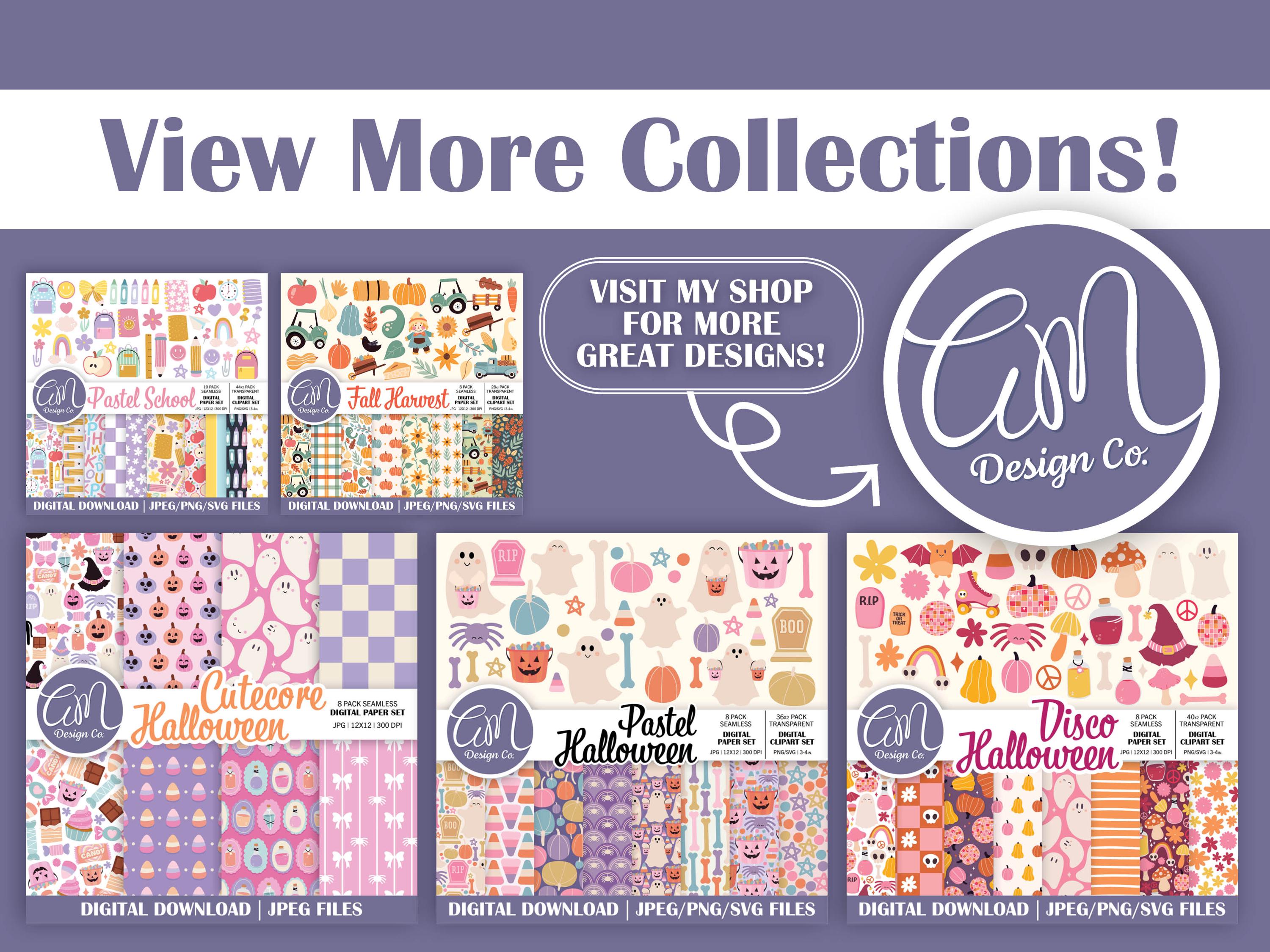 Cutecore Halloween Digital Paper and Clipart Set, Pastel Spooky ...