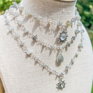 Collier ras de cou avec fil d'argent en cristal de labradorite/bijoux en cristal/RAS de cou hippie/collier/collier de pierres précieuses/collier soleil/hippie image 5