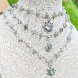 Collier ras de cou avec fil d'argent en cristal de labradorite/bijoux en cristal/RAS de cou hippie/collier/collier de pierres précieuses/collier soleil/hippie image 3