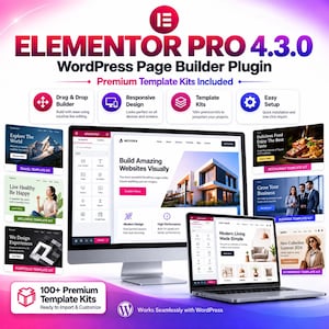 Elementor Pro 4.3.0 | Addons and Template Kit Included | WordPress Page Builder Plugin | Unlimited Websites | Lifetime Access & Updates