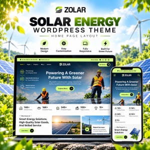 Solar Energy WordPress Theme | Renewable Energy & Wind Power Website | WooCommerce Business Template