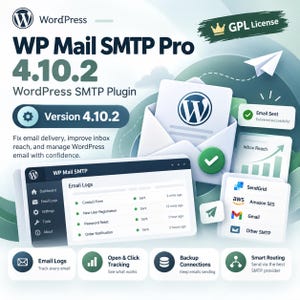 WP Mail SMTP Pro 4.10.2 | WordPress SMTP Plugin | Email Deliverability | Logs Alerts & Tracking | Digital Download