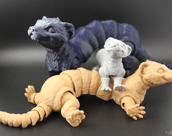 Articulated Flexible Ferret, Matmire Makes Authorized Reseller, 3D printed Weasel, Fidget and Stress Desk Toy