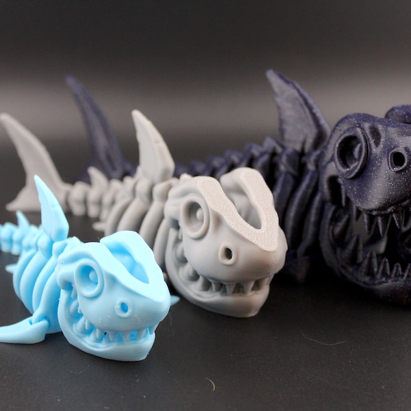 Articulated Flexible Shark, Flexi Factory Authorized Reseller, 3D printed Skeleton Shark, Fidget and Stress Desk Toy