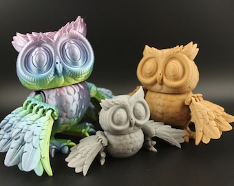 3D printed Articulated Flexible Owl, Flexi Factory Authorized Reseller, Fidget and Stress Desk Toy