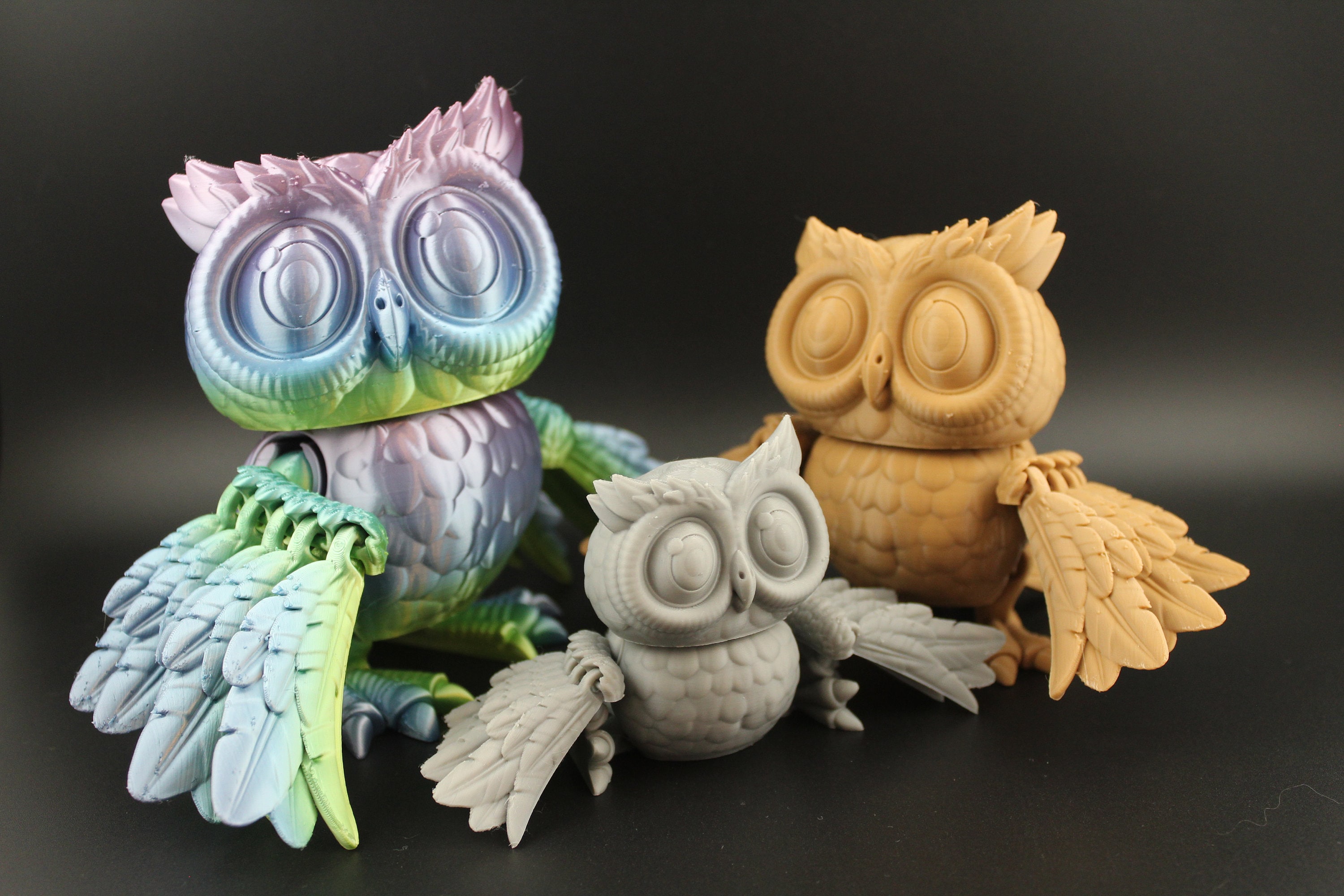 3D printed Articulated Flexible Owl, Flexi Factory Authorized Reseller, Fidget and Stress Desk Toy