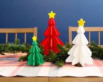 Whimsical Solid Christmas Tree Decoration With Star - Festive Holiday Decor - 3D Printed