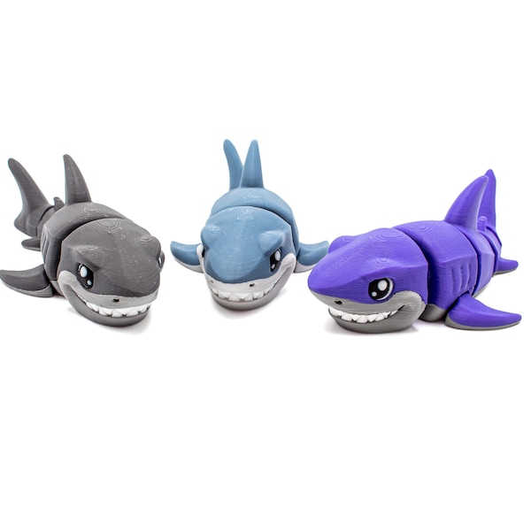 Articulated Great White Shark Fidget Toy – Single or Bundle, ADHD Sensory Toy, Flexi Shark Desk Pet, Cute Shark Gift, Multiple Sizes