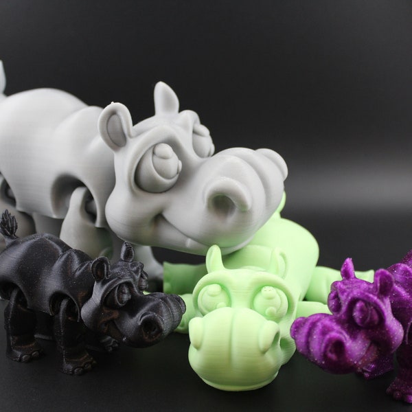3D Printed Articulated Flexible Hippo, Printverse Authorized Reseller, Fidget and Stress Desk Toy