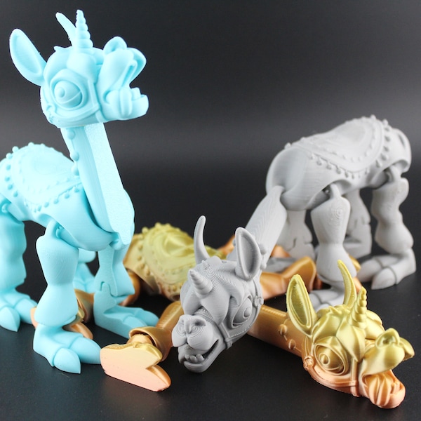 Articulated Flexible Llamacorn, Flexi Factory Authorized Reseller, 3D printed Llama, Fidget and Stress Desk Toy