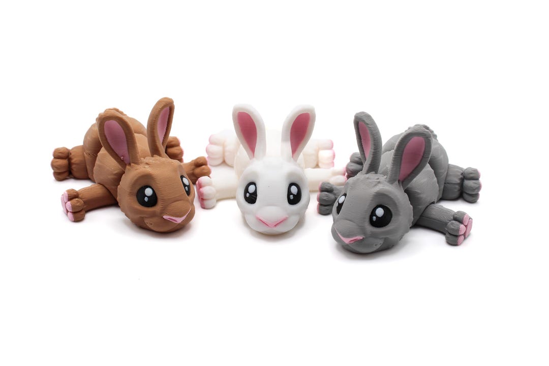 Sticky Rabbit Fidget Toy Articulated Rabbit Fidget Toy – 3D Printed Flexi Bunny, Mini Desk Toy ...