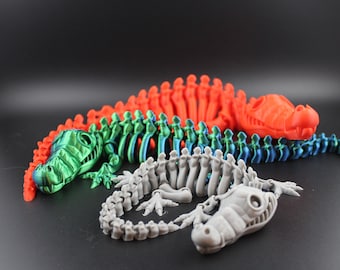 Articulated Flexible Crocodile Skeleton, Flexi Factory Authorized Reseller, 3D printed Skeleton Alligator, Fidget and Stress Desk Toy