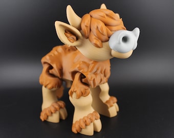 Articulated Flexible Highland Cow, Printverse Authorized Reseller, 3D printed Cattle, Fidget and Stress Desk Toy