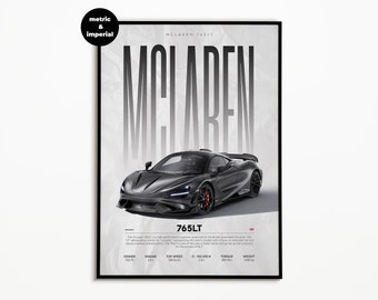 McLaren 765LT Poster | Digital Download | Hyper Car Poster | Super Car Print | Art Print | Poster | Home Decor | Wall Decor | Mclaren