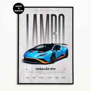 Lamborghini Huracán STO Poster | Digitaler Download | Hyper Auto Poster | Super Auto Druck | Kunstdruck | Poster | Wohnkultur | Wanddekoration