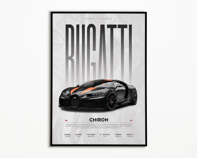 Bugatti Chiron Poster Digital Download Hyper Car Poster Super Car Print