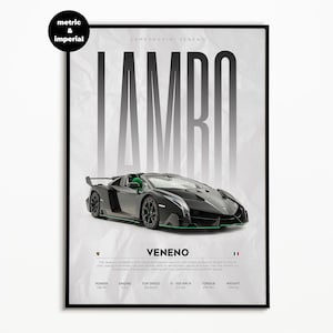 Lamborghini Veneno Poster | Digital Download | Hyper Car Poster | Super Car Print | Art Print | Poster | Home Decor | Wall Decor