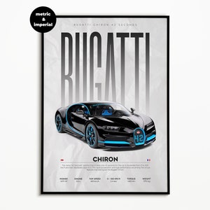 Bugatti Chiron 42 Seconds Poster | Digital Download | Hyper Car Poster | Super Car Print | Art Print | Poster | Home Decor | Wall Decor
