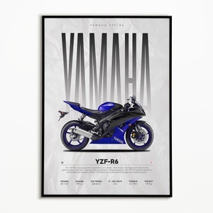Yamaha YZF-R6 Poster | Digital Download | Hyper Motorcycle Poster | Super Motorcycle Print | Art Print | Poster | Home Decor | Wall Decor