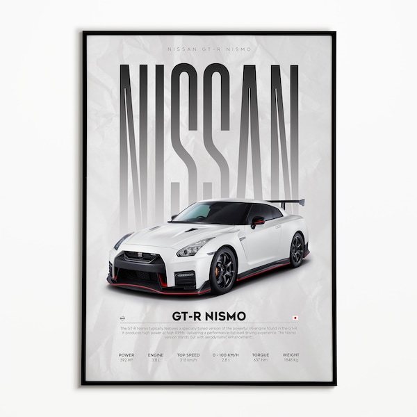 Nissan GT-R Nismo Poster | Car Poster | Digital Download | Hyper Car Poster | Super Car Print | Art Print | Poster | Home Decor | Wall Decor