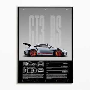 Porsche 911 XS Poster | 992 | Physischer Druck | Hyper Auto Poster | Super Auto Druck | Kunstdruck | Auto Poster | Wohnkultur | Wanddekoration