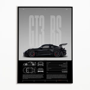 Impresión del Porsche 911 GT3 RS / 992 / Impresión de coche / Póster de hipercoche / Impresión de supercoche / Impresión artística / Póster de coche / Decoración del hogar / Decoración de pared