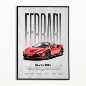 Ferrari F8 Poster | Mansory Poster | Digital Download | Hyper Car Poster | Super Car Print | Art Print | Poster | Home Decor | Wall Decor