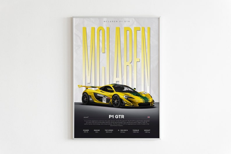 Affiche McLaren P1 – Impression d'art mural moderne représentant une h – Brighton Posters