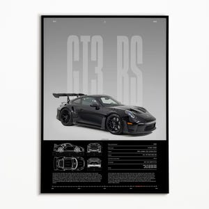 Impressão Porsche 911 GT3 RS | 992 | Impressão de carro | Pôster de hipercarro | Impressão de supercarro | Impressão de arte | Pôster de carro | Decoração para casa | Decoração de parede