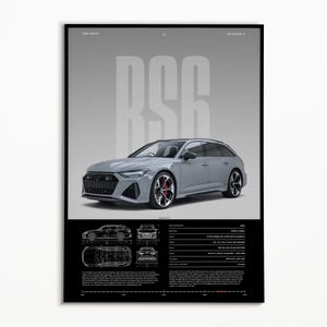 Impresión de rendimiento del Audi RS 6 Avant / RS6 / Impresión de coche / Póster de hipercoche / Impresión de supercoche / Impresión artística / Póster de coche / Decoración del hogar / Decoración de pared