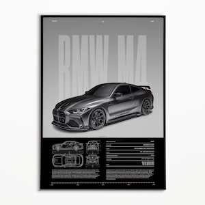 BMW M4 Wettbewerb Poster | Physischer Druck | Hyper Auto Poster | Super Auto Druck | Kunstdruck | Poster | Wohnkultur | Wanddekoration
