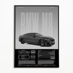 BMW M8-poster | M850i xDrive | Fysieke afdruk | Hyperautoposter | Superautoprint | Kunstafdruk | BMW-poster | Woondecoraties | Wanddecoratie