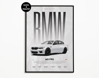 Affiche BMW M5 F90 | Téléchargement numérique | affiche de voiture hyper | Impression super voiture | Impression artistique | affiche | Décoration d'intérieur | Décoration murale