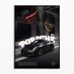 Porsche 911 mattschwarz Poster | Digitaler Download | Hyper Auto Poster | Super Auto Druck | Kunstdruck | Poster | Wohnkultur | Wanddekoration