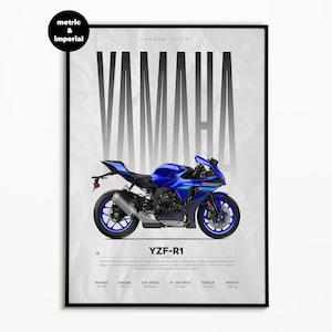Yamaha YZF-R1 Poster | Yamaha Print | Hyper Motorcycle Poster | Super Motorcycle Print | Art Print | Poster | Home Decor | Wall Decor