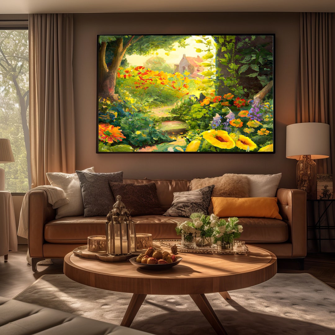 Flower Garden Painting Floral Wall Art Garden Wall Art Wildflower Wall