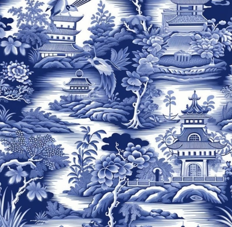 16 BLUE AND WHITE Chinoiserie Diy Seamless Digital Paper Pack Etsy