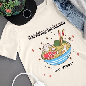 Noodle Cat Shirt, Ramen Cat T-Shirt, Fighting Inflation Tee, Foodie Lover Shirt, White Cat Noodle T-Shirt, Cute Cat Lover Gift, Budget Humor