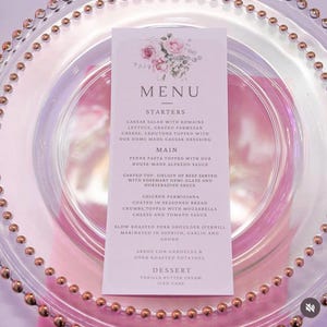 Menu na wesele, imprezę, wydarzenie do ustawienia stołów (50 menu)