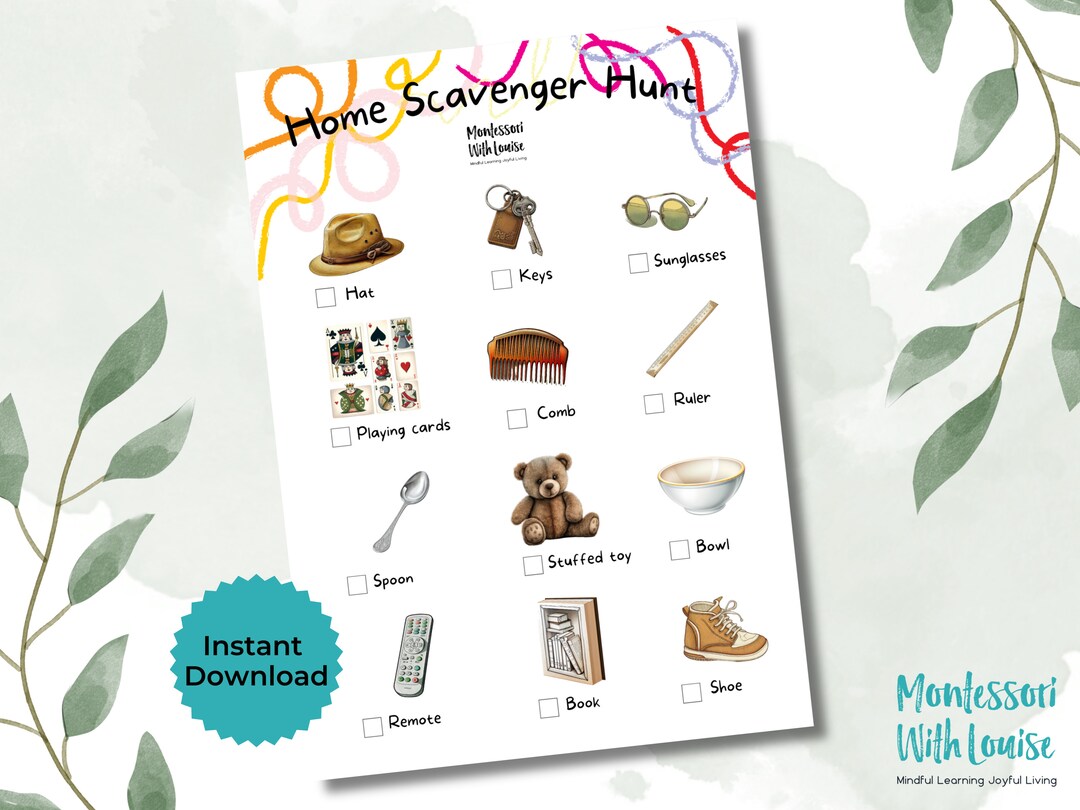 Best Printable Home Scavenger Hunt Indoor Scavenger Hunt for Kids Printable Game Indoor Treasure ...