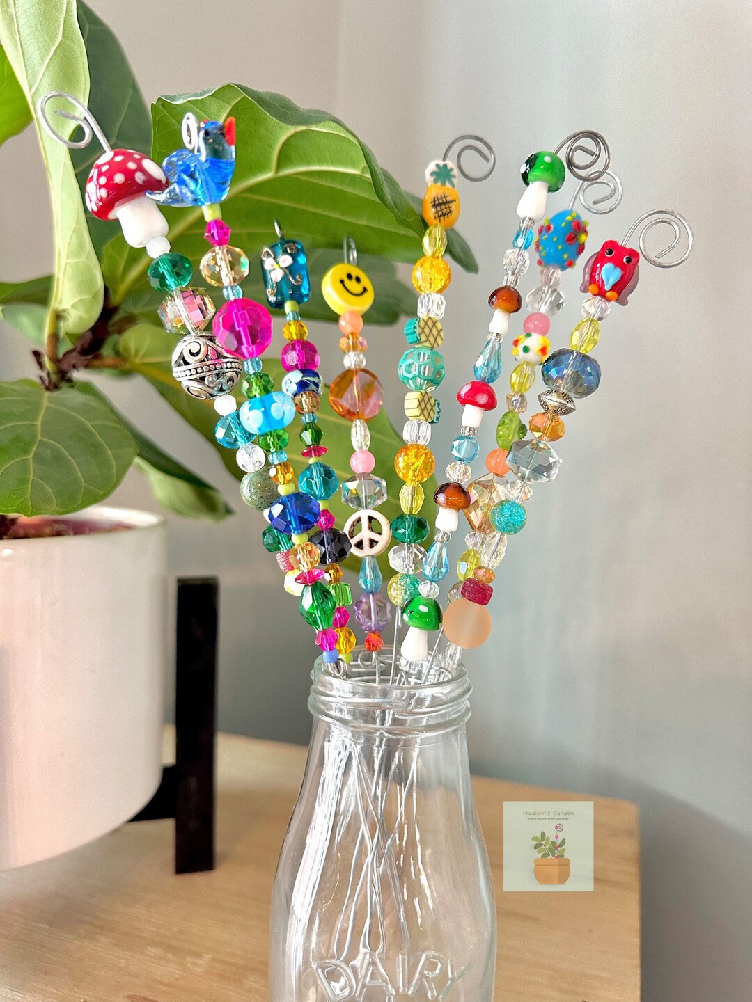 14 In. Sun Catcher Garden Stakes, Fairy Garden Stakes, Glass Jeweled
