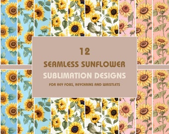 Sunflower Key Fob Sublimation Designs: Wristlet PNG Bundle (Digital Download)