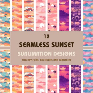 Sunsets Key Fob Sublimation, Key Fob Wristlet Bundle, Key Fob Graphics, Wristlet png, Keychain Wristlet Sublimation Design